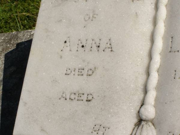 Anna LANGFELDT,  | mother,  | died 12 Nov 1983 aged 84 years;  | Pimpama Island cemetery, Gold Coast  | 