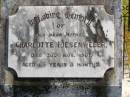 
Charlotte RIESENWEBER,
mother,
died 30 Nov 1901 aged 65 years 8 months;
Pimpama Island cemetery, Gold Coast
