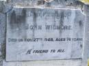 
John WIGMORE,
died 27 Nov 1948 aged 74 years;
Pimpama Island cemetery, Gold Coast
