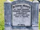 Heinrich Theodore LANGFELDT, husband, died 14 Sept 1943 aged 71 years; Pimpama Island cemetery, Gold Coast 