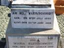 Arthur KLEINSCHMIDT, born 9 July 1895, died 29 June 1896; Maria KLEINSCHMIDT, born 9 Jan 1892, died 25 Oct 1901; Pimpama Island cemetery, Gold Coast 