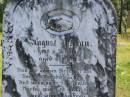 
August BILLIAU,
died 2 Jan 1926 aged 68 years;
Elizabeth,
wife,
died 5 March 1936 aged 66 years;
Pimpama Island cemetery, Gold Coast
