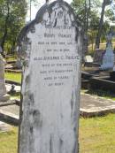 
Rudolf PAHLKE,
died 14 Sept 1924 aged 71 years;
Johanna C. PAHLKE,
wife,
died 5 March 1949 aged 91 years;
Pimpama Island cemetery, Gold Coast
