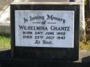 
Wilhelmina GRANTZ,
born 24 June 1902,
died 23 July 1947;
Pimpama Island cemetery, Gold Coast
