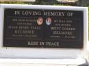 
Mark Henry Yorke HELMORE,
husband father,
14-4-1916 - 18-11-2006;
Betty Doreen HELMORE,
wife mother,
6-9-1919 - 27-5-1983;
Pimpama Island cemetery, Gold Coast

