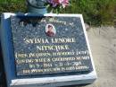 Sylvia Lenore NITSCHKE (nee JACOBSEN formerly DUFF), wife mumsy, 8-9-1944 - 21-3-2005; Pimpama Island cemetery, Gold Coast 