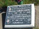 
Melva GREGSON,
wife mother nan,
17-5-1916 - 29-9-2000;
Alfred James GREGSON,
father grandfather pop,
2-10-1910 - 19-4-2003;
Pimpama Island cemetery, Gold Coast
