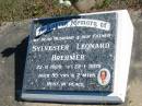 
Sylvester Leonard BREHMER,
husband father,
22-11-1909 - 22-1-1995 aged 85 years 2 months;
Pimpama Island cemetery, Gold Coast
