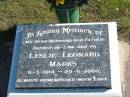 
Leslie Leonard MARKS,
husband father father-in-law pa,
6-3-1914 - 25-6-2000;
Pimpama Island cemetery, Gold Coast
