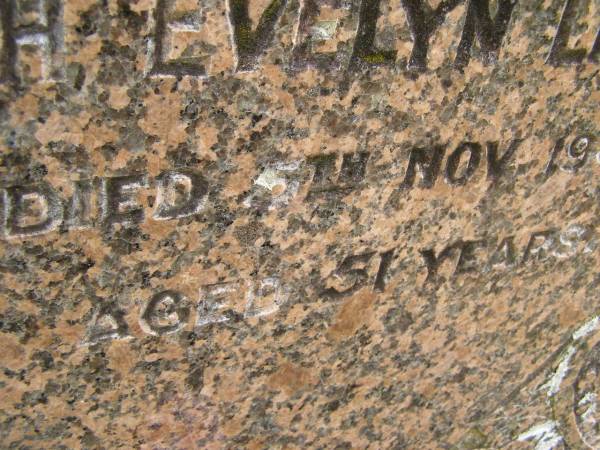 Sarah Evelyn LIGHTBODY,  | sister,  | died 5 Nov 1942 aged 51 years;  | Edith Florence LIGHTBODY,  | died 2 Oct 1983 aged 97 years;  | Pimpama Uniting cemetery, Gold Coast  | 