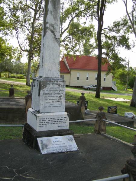 Thomas DOHERTY,  | father,  | died 21 Nov 1923 aged 47 years;  | Ethel,  | wife,  | died 19 Sept 1967 aged 84 years;  | Pimpama Uniting cemetery, Gold Coast  | 