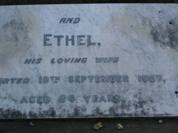Thomas DOHERTY,  | father,  | died 21 Nov 1923 aged 47 years;  | Ethel,  | wife,  | died 19 Sept 1967 aged 84 years;  | Pimpama Uniting cemetery, Gold Coast  | 