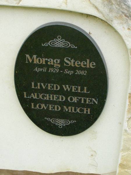Morag STEELE,  | Apr 1929 - Sep 2002;  | Pimpama Uniting cemetery, Gold Coast  | 