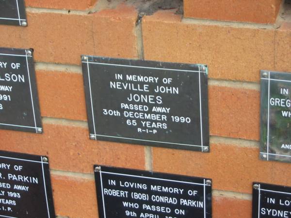 Neville John JONES,  | died 30 Dec 1990 aged 65 years;  | Pimpama Uniting cemetery, Gold Coast  | 