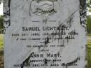 
Samuel LIGHTBODY,
died 20 April 1918 aged 68 years,
husband father;
Annie Mary,
daughter,
died 14 Dec 1913 aged 24 years;
Hannah,
wife,
died 4 May 1927 aged 76 years;
Samuel Joseph,
son,
died 10 Feb 1921 aged 33 years;
Pimpama Uniting cemetery, Gold Coast
