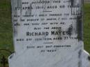 
Patience,
wife of Richard MAYES,
died 5 April 1916 aged 69 years;
Richard MAYES,
died 2 Jan 1926 aged 77 years;
Pimpama Uniting cemetery, Gold Coast
