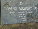 
Sarah Evelyn LIGHTBODY,
sister,
died 5 Nov 1942 aged 51 years;
Edith Florence LIGHTBODY,
died 2 Oct 1983 aged 97 years;
Pimpama Uniting cemetery, Gold Coast
