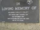
Holman (Holly) EXLEY,
died suddenly 22 Sept 1994;
Pimpama Uniting cemetery, Gold Coast
