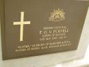 
F.O.V. (Buster) PURNELL,
died 2 May 2000 aged 81 years,
husband of Marjorie & Edna,
father of Kerry, Alan, Michael & Harold;
Pimpama Uniting cemetery, Gold Coast
