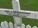 
Noel A. BROADHURST,
15-2-71 - 2-3-96 aged 25 years;
Pimpama Uniting cemetery, Gold Coast
