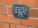 
Hilda Mary DORAN,
died 25 Feb 1977 aged 80 years;
Pimpama Uniting cemetery, Gold Coast
