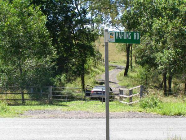 Cemetery entrance is near corner of Russells Road  | and Mahons Road;  | Pine Mountain St Peter's Anglican cemetery, Ipswich  | 