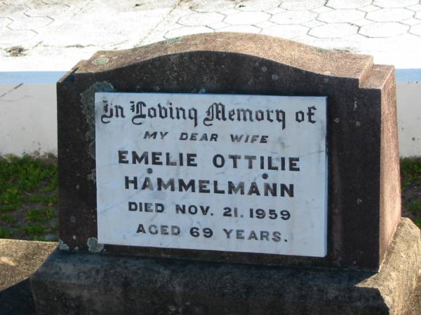 Emelie Ottilie HAMMELMANN  | 21 Nov 1959, aged 69  | Plainland Lutheran Cemetery, Laidley Shire  | 