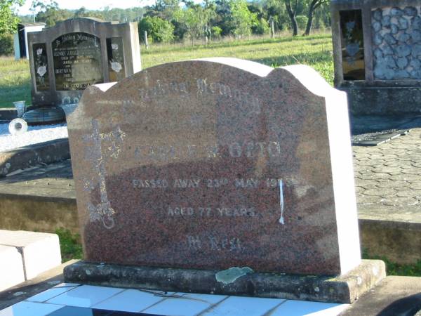Carl F.W. OTTO,  | died 23 May 1945?,  | aged 77 years;  | Plainland Lutheran Cemetery, Laidley Shire  | 