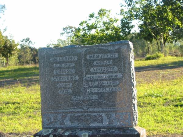 Louise Auguste STEFFENS (nee Krahenbrins?)  | b: 1 Jan 1869, d: 9 Sep 1932  | Plainland Lutheran Cemetery, Laidley Shire  | 