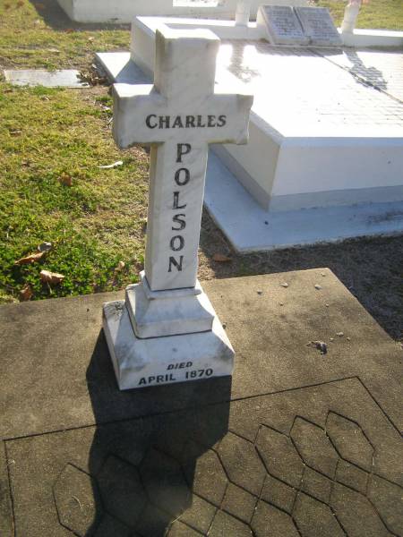 Charles POLSON,  | died Apirl 1870;  | Polson Cemetery, Hervey Bay  | 