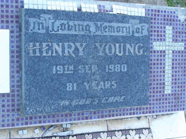 Henry YOUNG,  | died 19 Sept 1980 aged 81 years;  | Polson Cemetery, Hervey Bay  | 