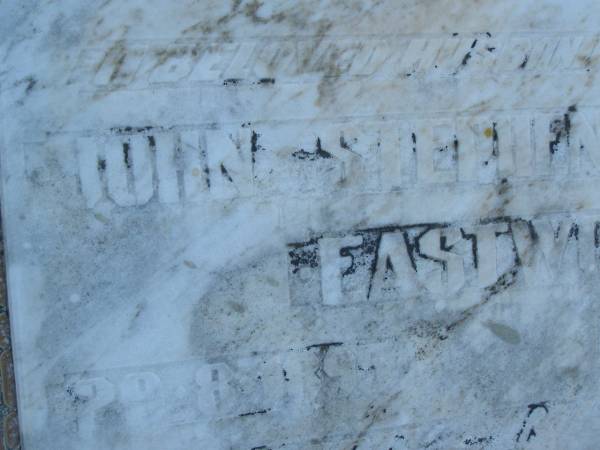 John Stephen Banks EASTWOOD,  | husband father,  | 29-8-1895 - 10-10-1969;  | Polson Cemetery, Hervey Bay  | 