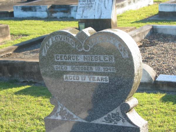 George NIESLER,  | died 13 Oct 1948 aged 17 years;  | Polson Cemetery, Hervey Bay  | 