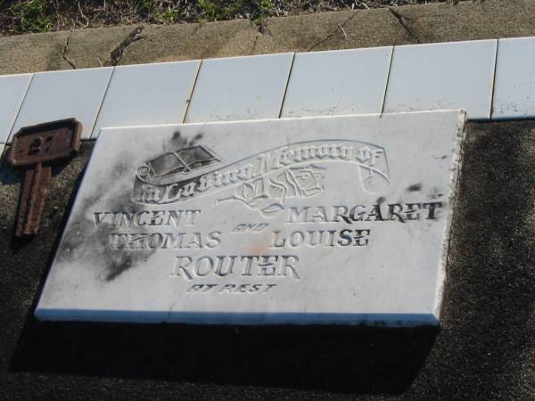 Vincent Thomas ROUTER;  | Margaret Louise ROUTER;  | Polson Cemetery, Hervey Bay  | 