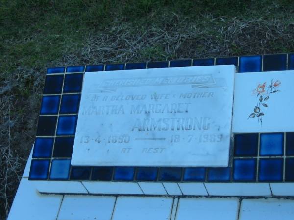 Martha Margaret ARMSTRONG,  | wife mother,  | 13-4-1890 - 18-7-1989;  | Polson Cemetery, Hervey Bay  | 