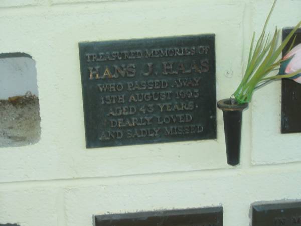 Hans J. HAAS,  | died 15 Aug 1993 aged 43 years;  | Polson Cemetery, Hervey Bay  | 