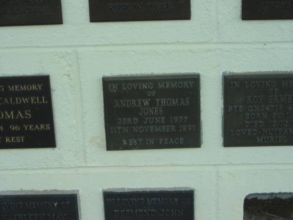 Andrew Thomas JONES,  | 23 June 1977 - 11 Nov 1991;  | Polson Cemetery, Hervey Bay  | 