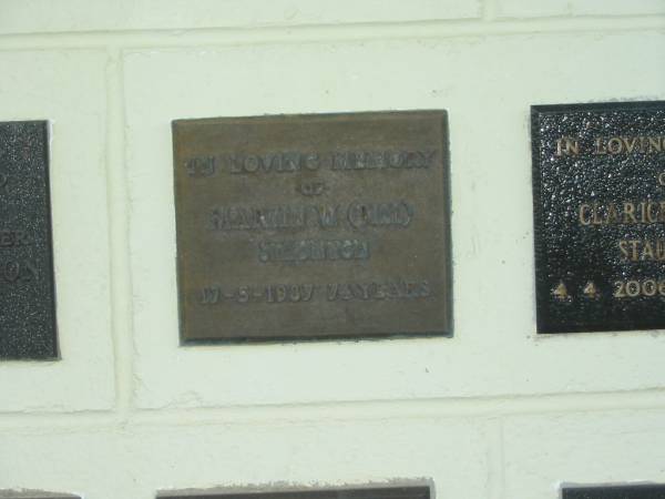 Martin W. (Bill) STAUNTON,  | died 17-5-1987 aged 74 years;  | Polson Cemetery, Hervey Bay  | 