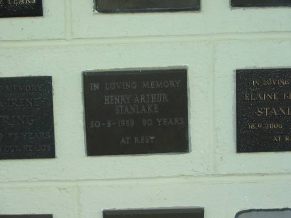 Henry Arthur STANLAKE,  | died 30-5-1989 aged 90 years;  | Polson Cemetery, Hervey Bay  | 