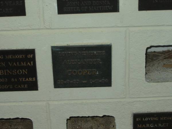 Alexander COOPER,  | 20-9-20 - 1-11-94;  | Polson Cemetery, Hervey Bay  | [[REDO]]  |   | 