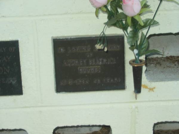 Audrey Beatrice HUGHES,  | died 27-3-1986 aged 58 years;  | Polson Cemetery, Hervey Bay  | [[REDO]]  | 
