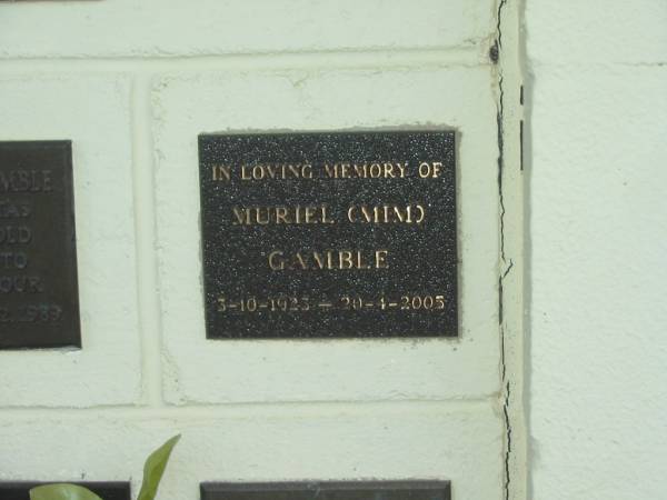 Muriel (Mim) GAMBLE,  | 3-10-1923 - 20-4-2005;  | Polson Cemetery, Hervey Bay  | 