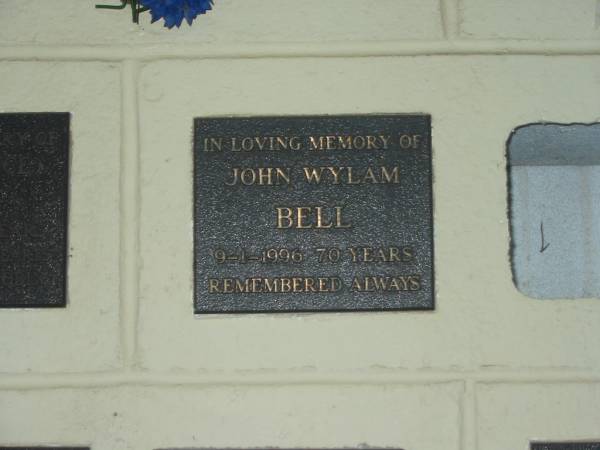 John Wylam BELL,  | died 9-1-1996 aged 70 years;  | Polson Cemetery, Hervey Bay  | 