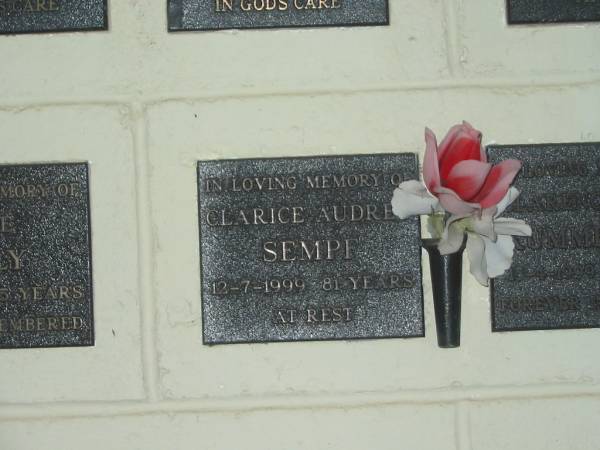 Clarice Audrey SEMPF,  | died 12-7-1999 aged 81 years;  | Polson Cemetery, Hervey Bay  | 