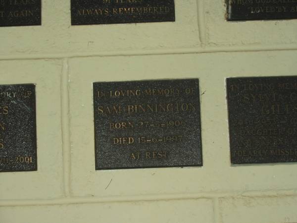 Sam BINNINGTON,  | born 27-3-1906,  | died 15-6-1997;  | Polson Cemetery, Hervey Bay  | 