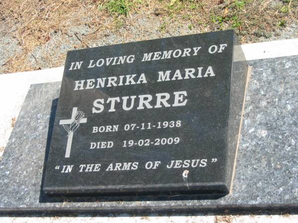 Henrika Maria STURRE,  | born 07-11-1938,  | died 19-02-2009;  | Polson Cemetery, Hervey Bay  | 