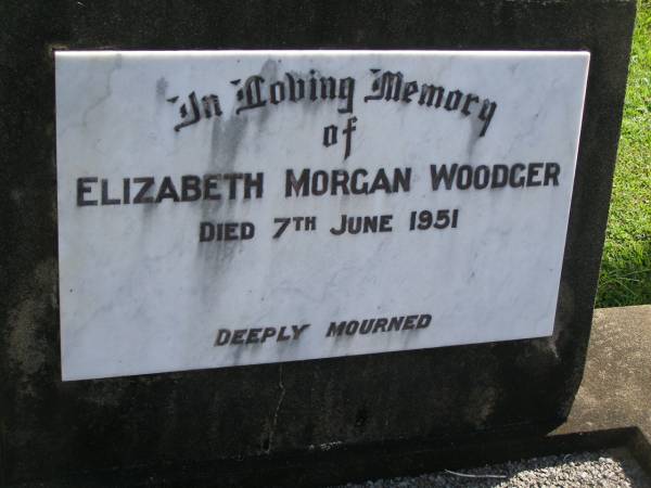 Elizabeth Morgan WOODGER,  | died 7 June 1951;  | Polson Cemetery, Hervey Bay  | 