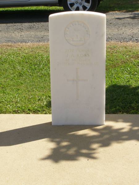 J.A. ROSS,  | died 26 May 1949 aged 50 years;  | Polson Cemetery, Hervey Bay  | 