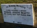 Howard Joseph BEATTY, husband father, died 23 March 1941; Polson Cemetery, Hervey Bay 