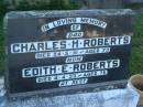 
Charles H. ROBERTS,
dad,
died 24-5-51 aged 73 years;
Edith E. ROBERTS,
died 4-4-53 aged 76 years;
Polson Cemetery, Hervey Bay
